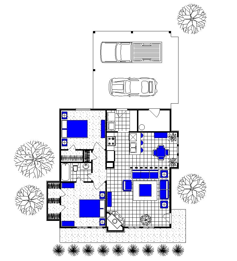 Suggested Furniture Layout image of Mountain Chalet - 900 House Plan